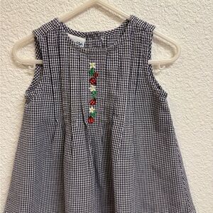 Black and White Gingham Dress with Floral Embroidery